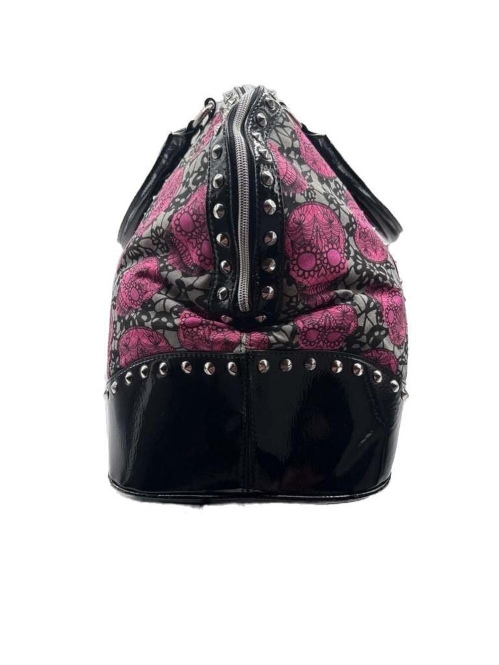 Betsey Johnson Pink Lace Sugar Skull Studded Weekender Bag - Picture 3 of 8